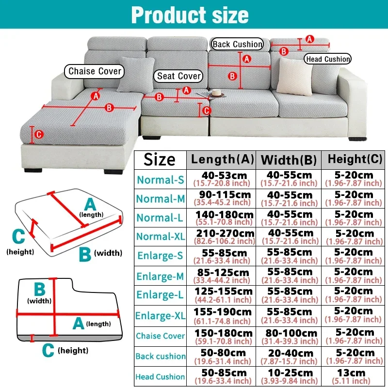 Jacquard Water Resistant Seat Cushion Cover Elastic Grey Sofa Cover for Living Room Furniture Protector for Pets Kids Removable