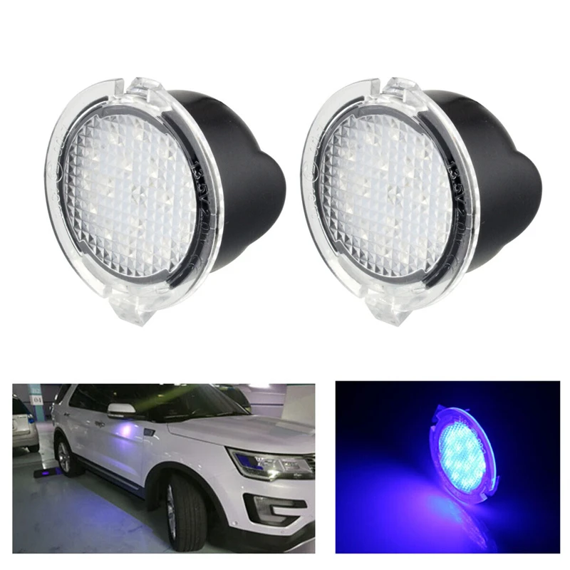 Car LED Under Side Mirror Light Puddle Lamp Blue Car Pathway Light For Ford F-150 2007-2019 Explorer Expedition Edge Taurus