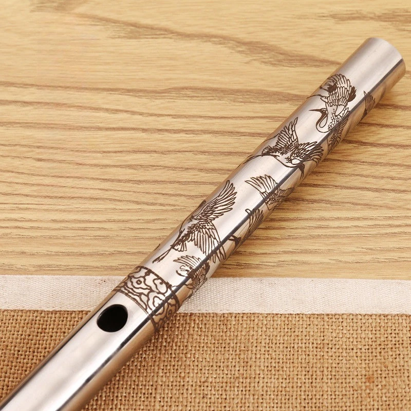 Pure Steel Chinese Traditional Musical Instruments Handmade Flute Beginner Professional Performance Transverse Metal Flute