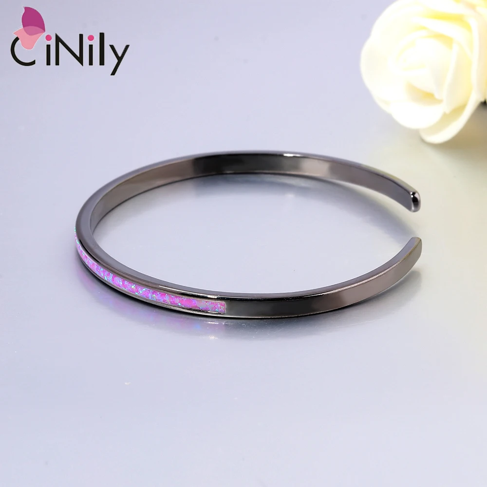 CiNily multicolour Fire Opal Stone Open Bangles Silver Plated Adjustable Luxury Bracelets Fashion Jewelrys Best Gifts For Women