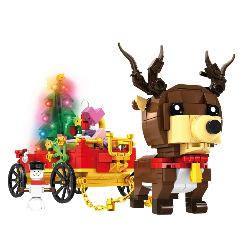 481pcs Christmas Toys Kids Educational Reindeer Elk Gift Car Parent Child Plastic Building Brick Block Set Christmas Gifts Toy