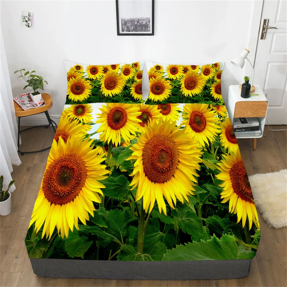 

Sunflower 3D Comforter Cover Set Woman Girls Queen Size Bed Sets Home Textiles Beds Sheet Bedspreads Cotton Fitted Sheets