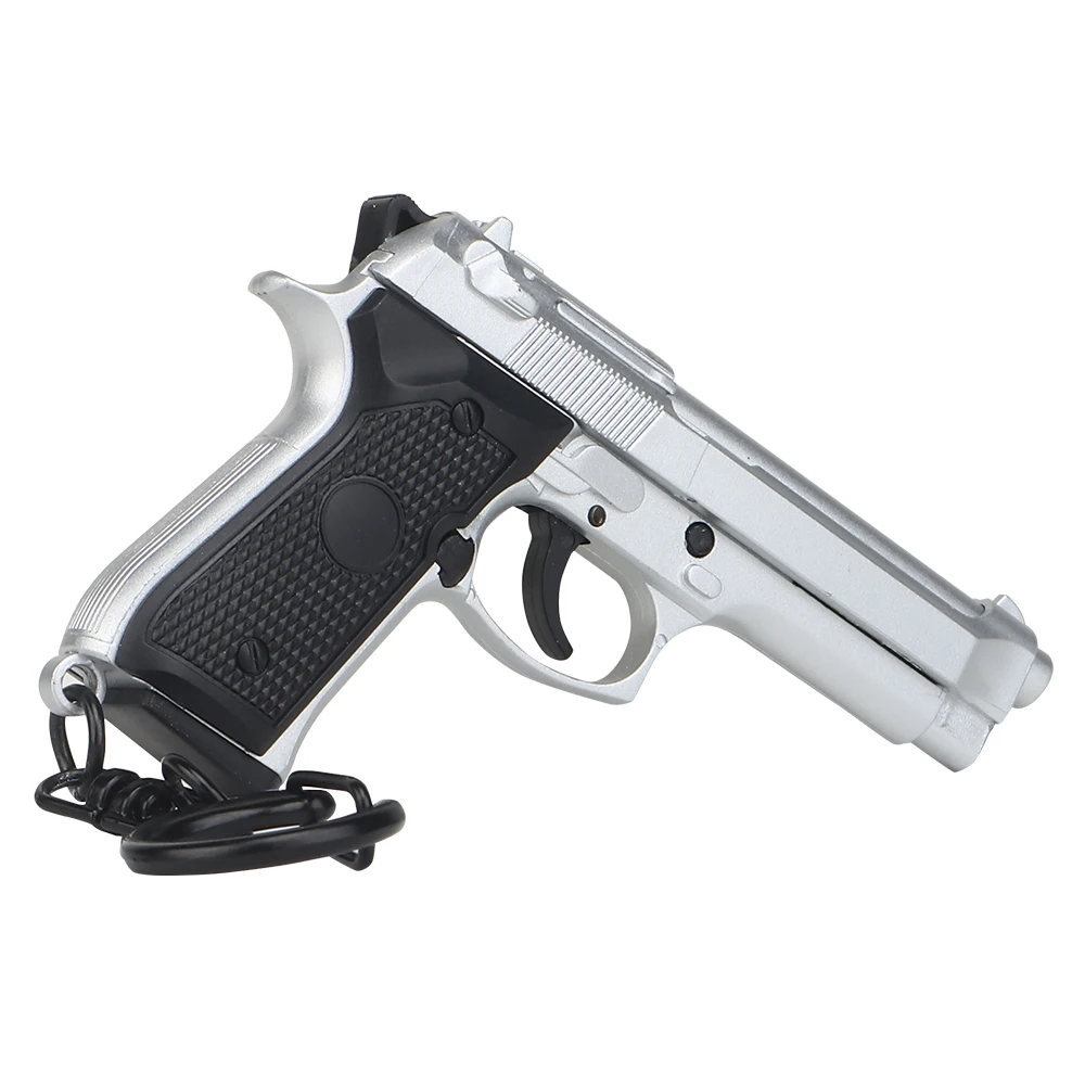 M92-Silver مسدس صغير سلسلة المفاتيح 1:4 مصغرة بندقية شكل مسدس كيرينغ قلادة حلية هدية لجمع نموذج مروحة الجيش