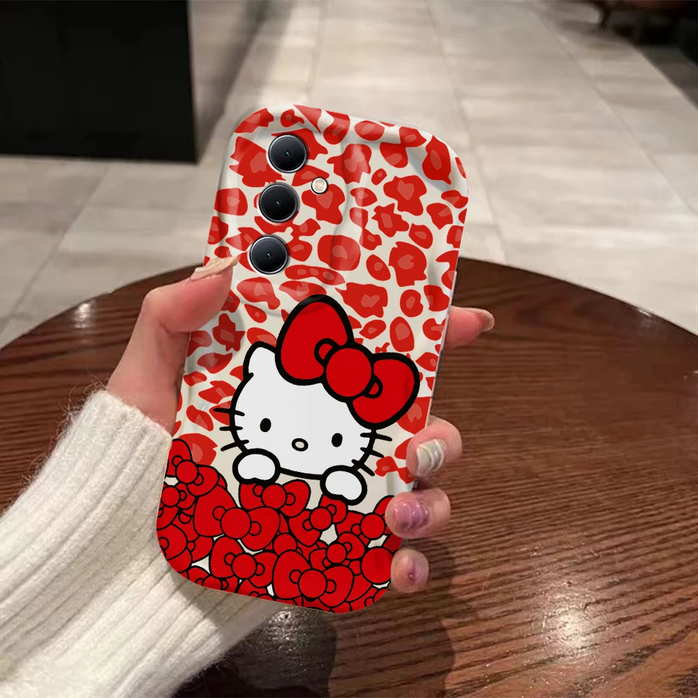 Sanrio Cartoon Hello Kitty 3D Wave Case For OPPO A98 A94 A93 A92 A79 A78 A76 A58 A57 A55 A38 A33 A17 A16 2020 4G 5G Back Cover