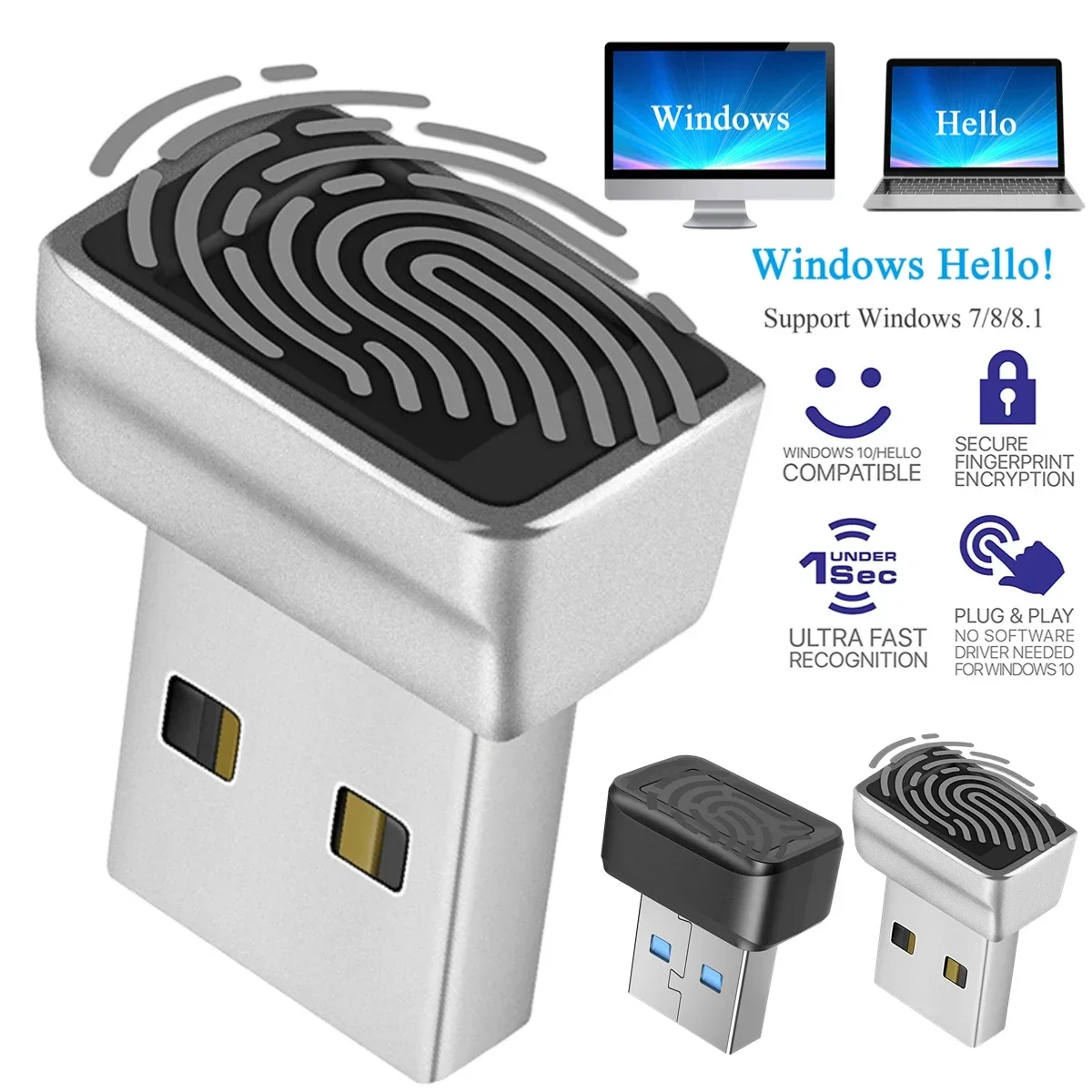 USB Fingerprint Reader Module Laptop Scanner Reader for Windows 10 Hello PC Notebook Lock Biometric Scanner