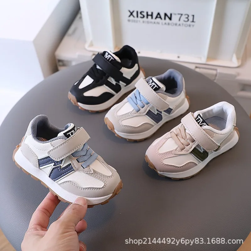 Spring Autumn Boy Girl Soft-soled PU Leather Shoes Breathable Thick-soled Kids Sports Sneakers Kids Casual Non-slip Running Shoe