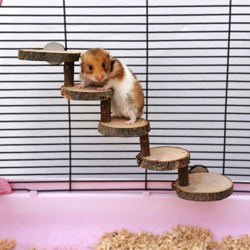 3/5 Layers  Parrot Cage Accessories Hamster Wooden Ladder Toy Pets Climbing Stairs Bird Supplies Perches Stand Juguete Loro