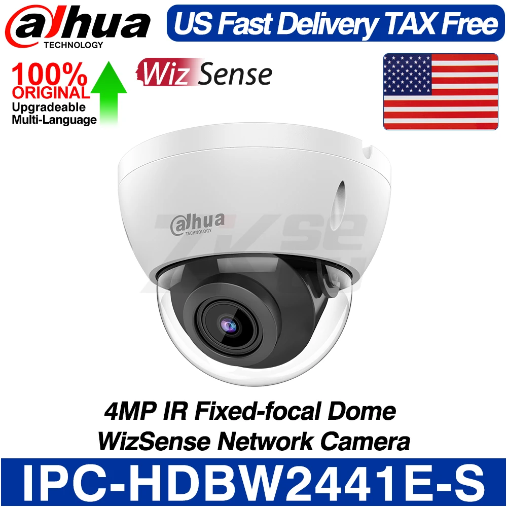 

Dahua Original IPC-HDBW2441E-S 4MP IR Fixed-focal Dome WizSense Network POE IP Camera IR 30M SD Slot Built-in MIC SMD Plus IK10