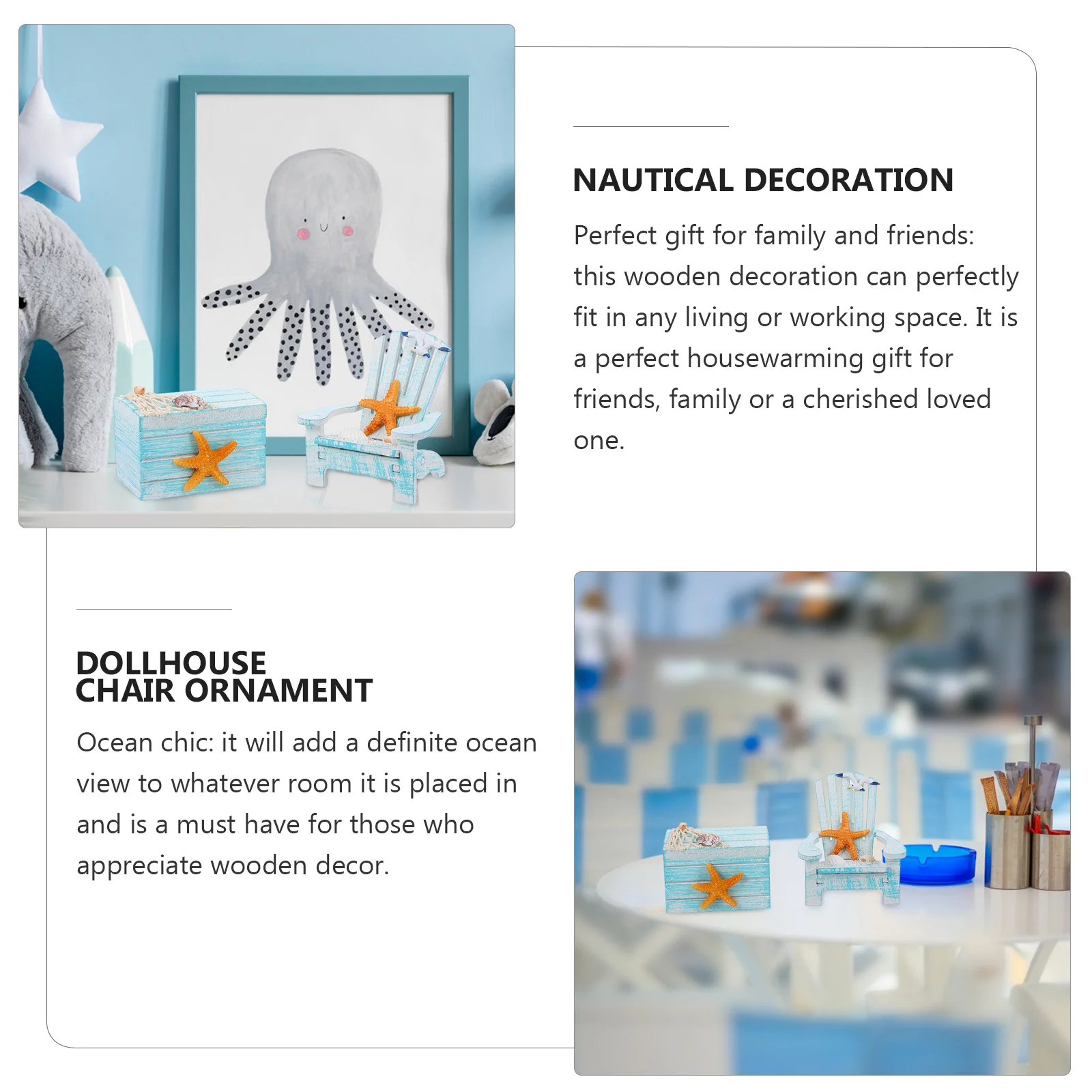 

2Pcs Beach Chair Wooden Box Adornments Mediterranean Style Nautical Decoration Perfect Gift Home Decor Mini Beach Chair Ornament