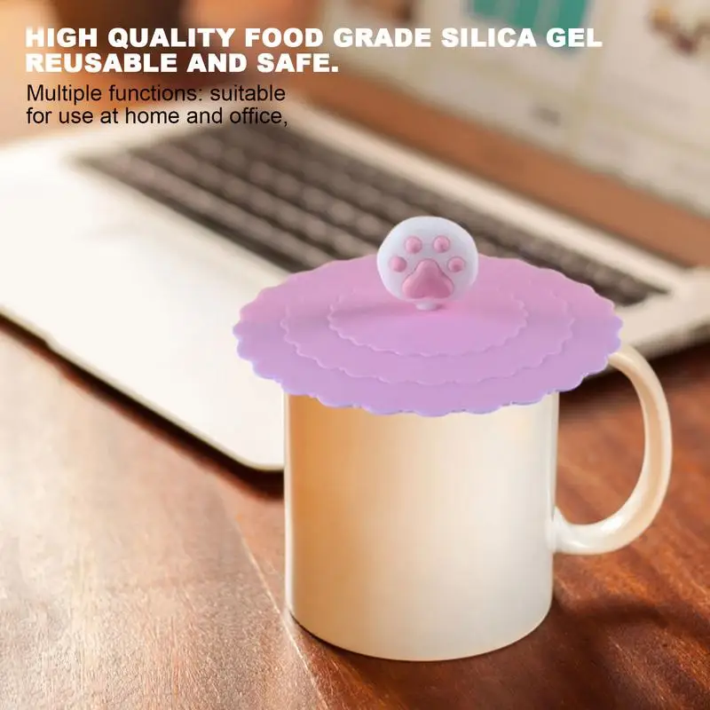 Silicone Cup Lid Creative Round Mug Cover Leak Proof Round Shape Reusable Tea Coffee Leak-Proof Cup Lid Cup Accessories