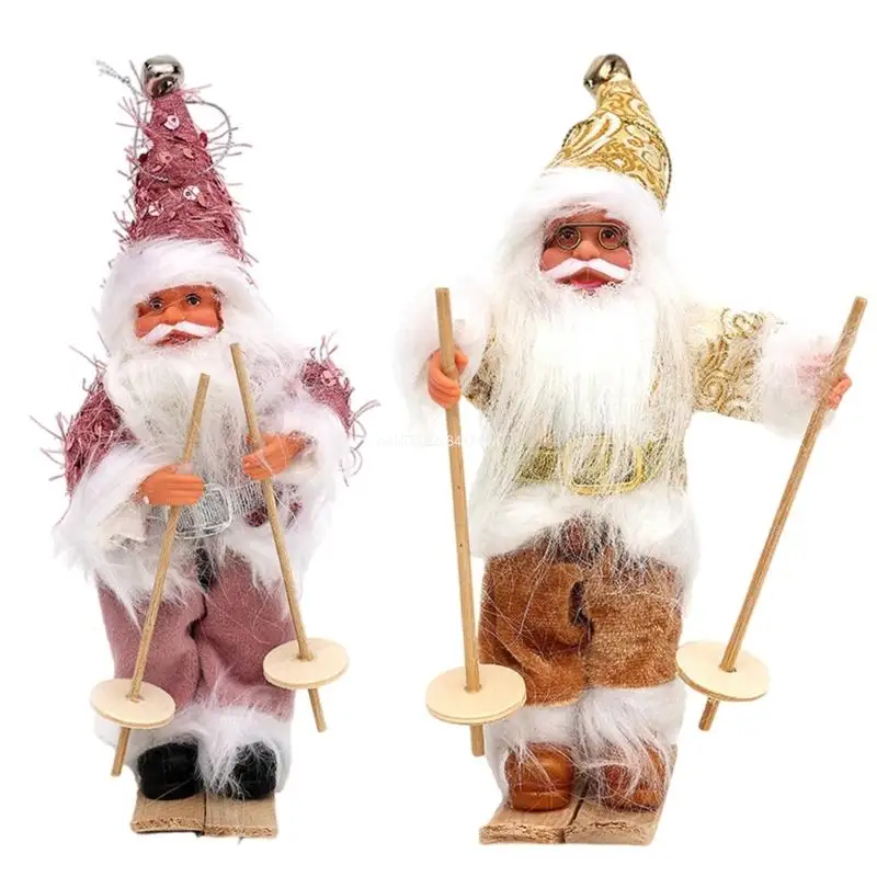 Festival-Weihnachtsmann-Skifigur, zarter Weihnachtsmann auf Skiern, perfektes Geschenk für Liebhaber von Weihnachtsdekorationen,