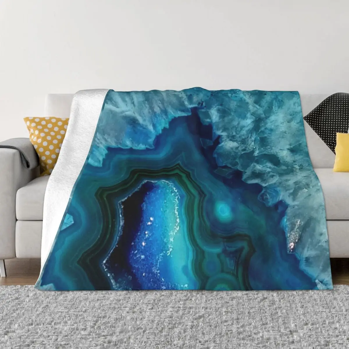 

Teal Blue Agate Throw Blanket Sofa Quilt Bed Fashionable Blankets For Sofas sofa bed Blankets