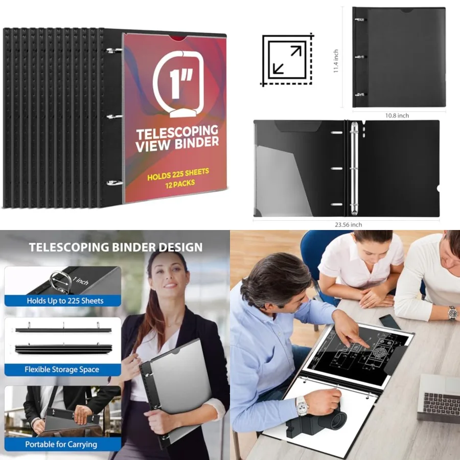 

Telescoping 3 Ring Binder-2PCS, Flexible Binder Front, Holds 225 Sheets, School Office Supplies