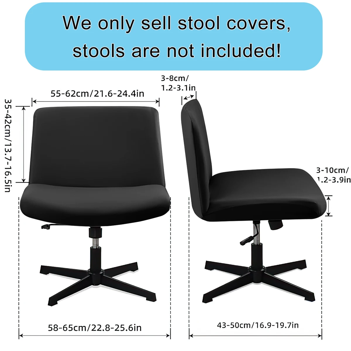 Solid Color Elastic Milk Shreds Armless Waterproof Chair Slipcover  Stretch  Wide Seat Armless Home Office Chair Cover 의자 커버