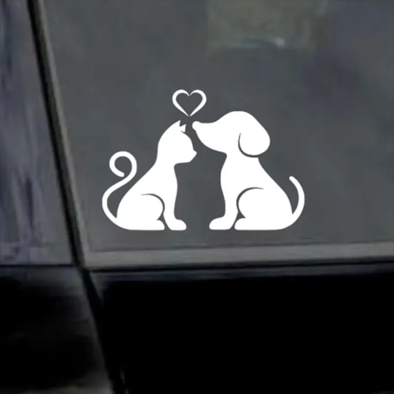 15*10.4 سم القط والكلب الحيوانات الأليفة على شكل نافذة الوفير دراجة نارية ملحق ديكور الفينيل ملصق سيارة مقاوم للماء #5