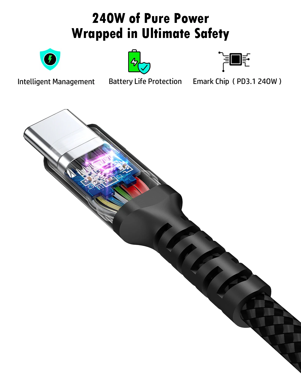 40Gbps Data Transfer USB4 Cable Compatible with Thunderbolt 3/4 8K@60Hz  240W Fast Charging for SSD Macbook Pro  iPhone 17 view 6