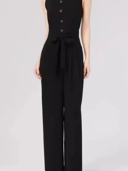 Ele pantalones de una pieza de cintura alta para mujer Svel Design Sensation Otoño Invierno nuevos pantalones de pierna ancha para ir al trabajo Sle