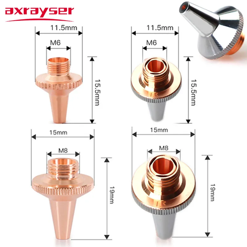 3D Laser Nozzles M8/M6 Pure Copper Single/Double Layer Chrome for Welding Cutting Tube Raytools BT240S BM109 WSX HAN\'S Precitec