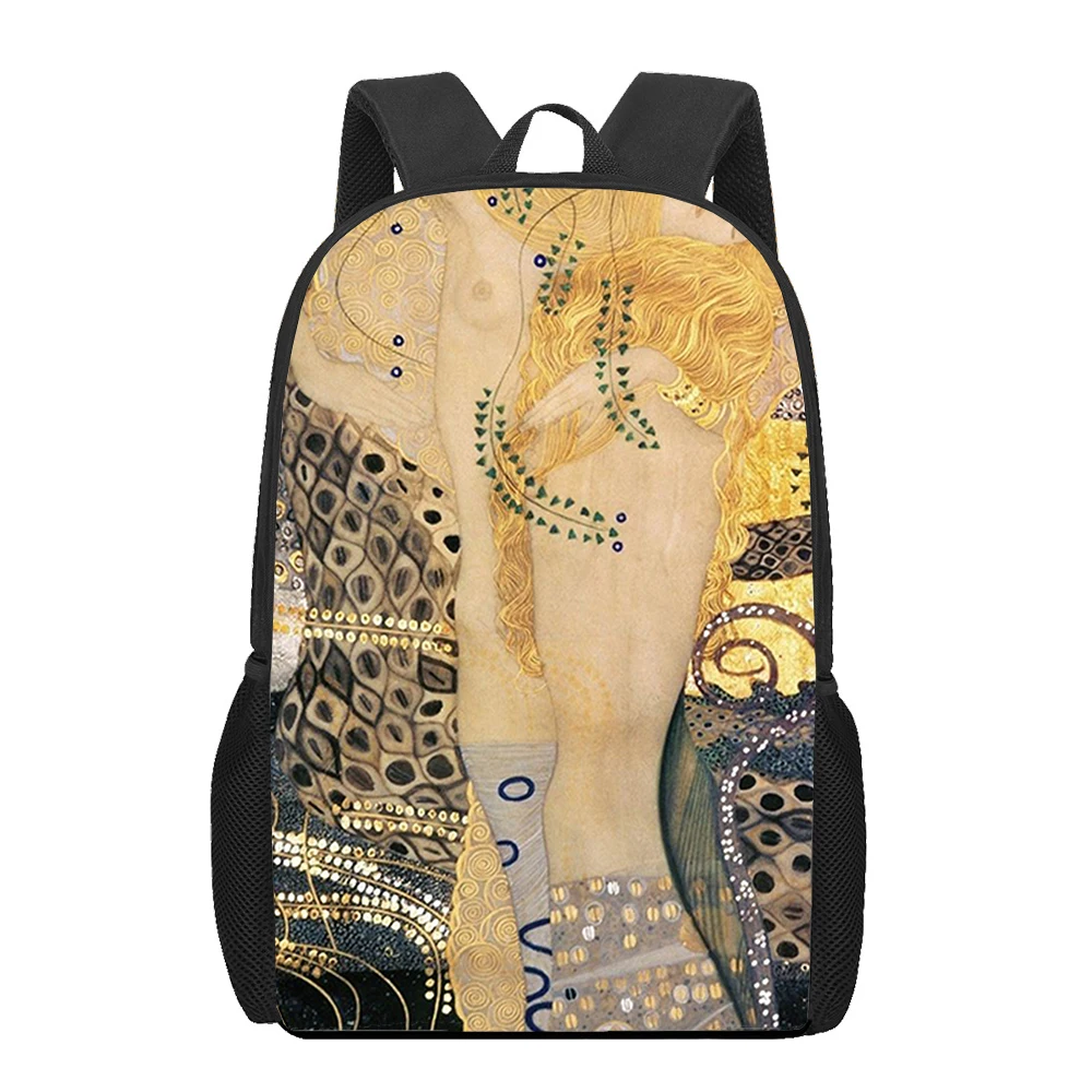 Mochila escolar con estampado 3D de pinturas artísticas Gustav Klimt para niños, bolso de Libros para adolescentes, bolsos de hombro casuales, Mochila Satchel de 16 pulgadas