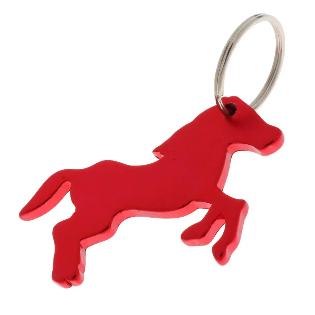 4-6pack Aluminum Horse Pattern Bottle Opener Key Ring Keychain Bag Pendent Red