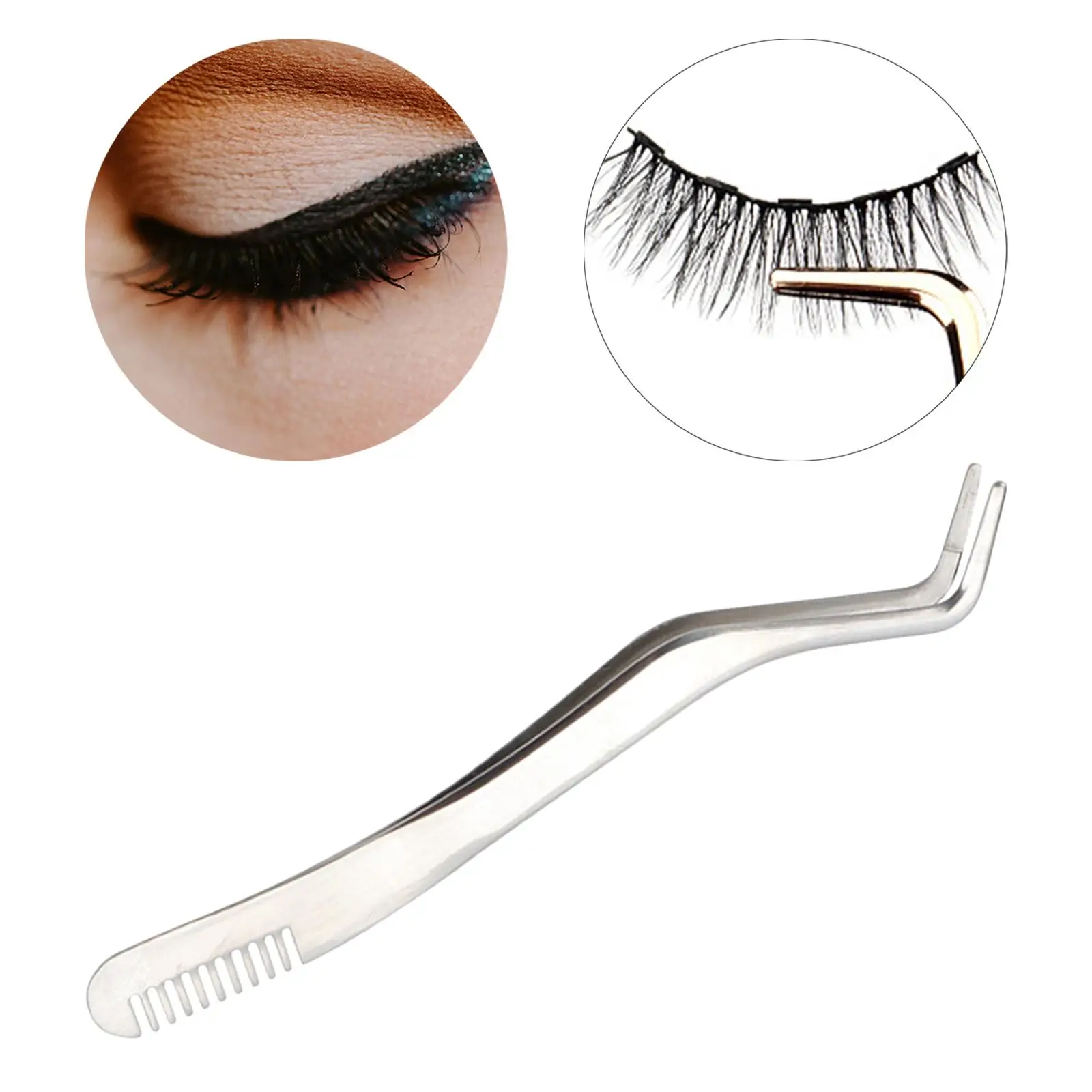 แหนบต่อขนตาแบบโค้ง 3 ชิ้น อุปกรณ์ต่อขนตาที่มีความแม่นยำสำหรับร้านเสริมสวย