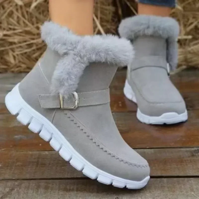 

2026 Women Platform Shoes Faux Suede Zip Shoes Women Snow Boots Warm Fur Plush Winter Platform Ankle Boot Female Botas De Mujer