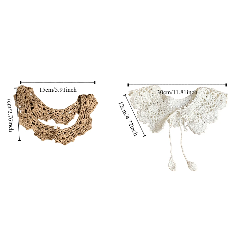 Sweet Hollow Out Crochet Shawl Detachable Round Neck Knitted Scarves Clothes Decoration Scarf Accessories