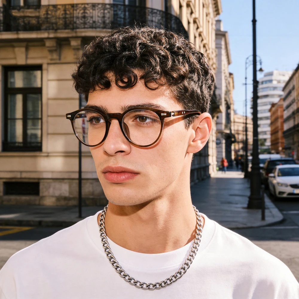 HBK Anti Blue Light 1.56 Refractive Index Reading Glasses Round Frames Optical Frames Men Women Casual Fashion Glasses Lenses