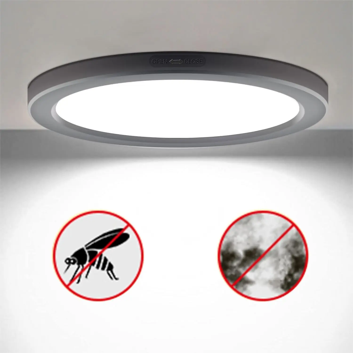 5.4"" Flush Mount Ceiling Light Dimmable With Etl Cert, 5000K Black Led Ceiling Lights Ultra Thin Round Ceiling Light Fixture