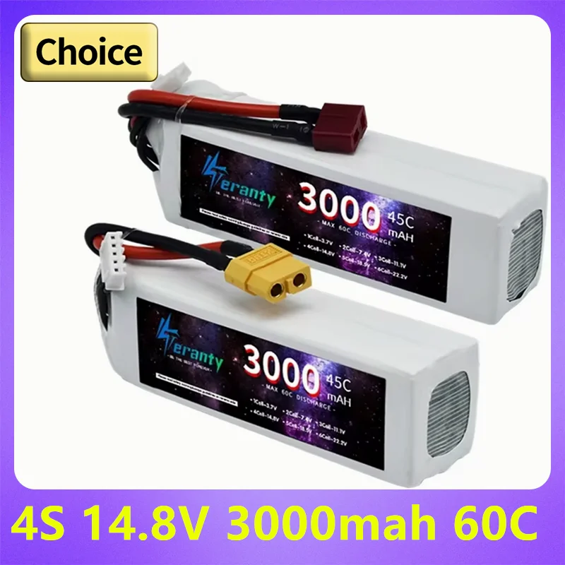 

TERANTY 14.8V 3000mAh 4S 45C LiPo Battery Pack with Deans T Plug XT60 XT30 for Aircraft Crawler Truck Airplane Helicopter