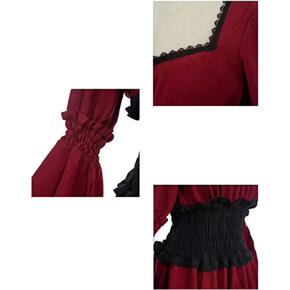 Viktoria nische Hexe Cosplay mittelalter lichen Piraten Wein rot Kleid Renaissance gotischen Vintage Frauen Kostüm weibliche Verkleidung Halloween-Anzüge