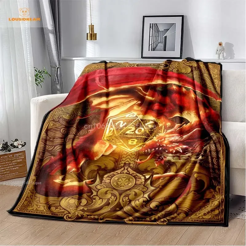 DND D&D Blanket Dragon Throw Blanket Soft Warm Cozy Flannel Vintage Throw for Bedding Decor Bedroom Gifts