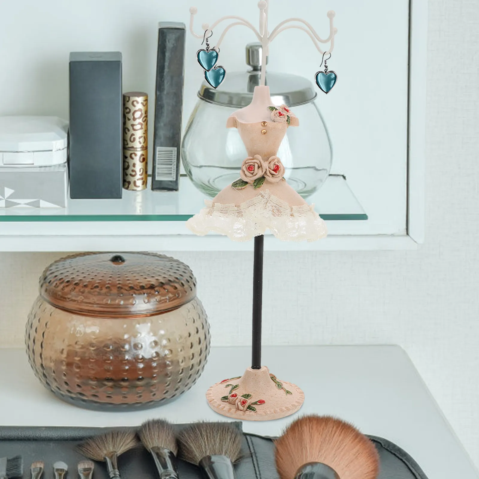 

Household Jewelry Rack Delicate Necklace Stand Desktop Jewelry Holder Elegant Display Organizer for Watches Rings Earrings