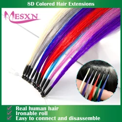 MESXN Color 8D Tip Hair Extensions Natural Real Human Microbeads Hair Extensions Color Purple Blue Pink Gray 20inch 0.5g/Stran