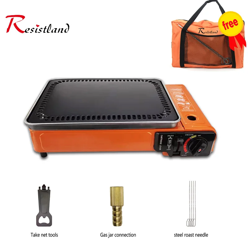Grill de Barbecue d'extérieur en acier inoxydable, poêle à gaz Portable, cuisine de Camping, pique-nique, outils pour la pêche et la randonnée