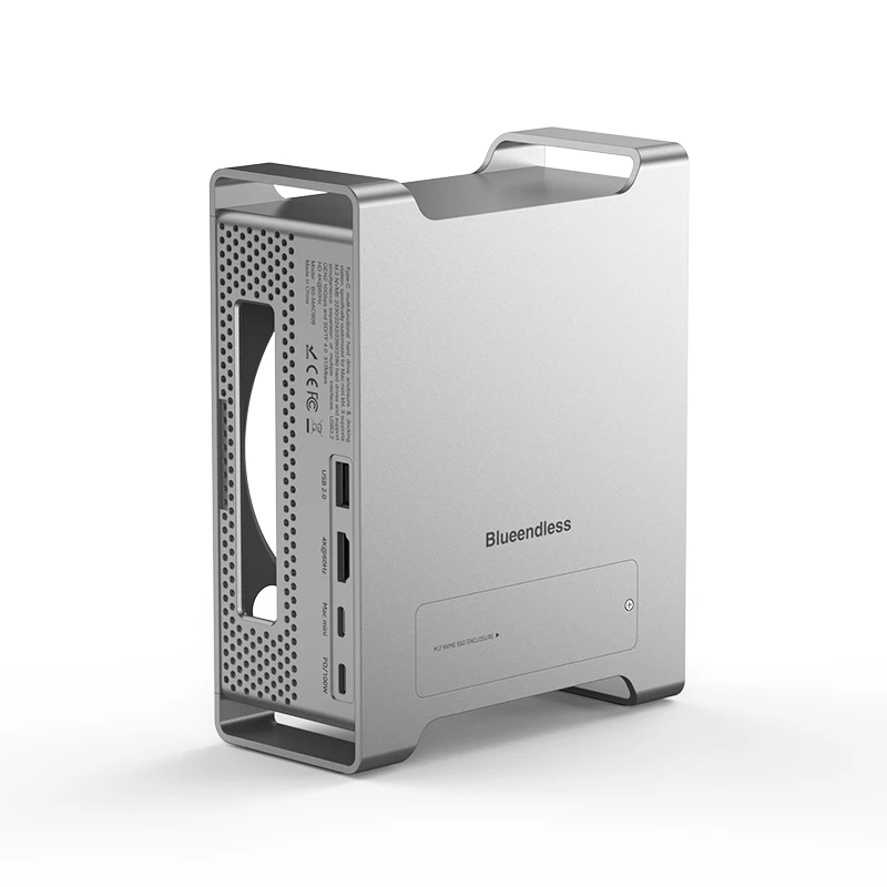 Blueendless for Mac Mini M4 Docking Station with 10Gbps USB 3.2 USB 2.0 SD TF M.2 NVME Enclosure Case Aluminium