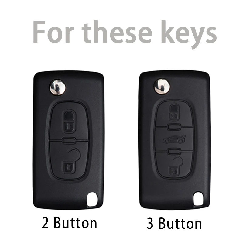 TPU Car Key Remote 2 3 Buttons Flip Key Shell Case For Peugeot 308 207 307 3008 5008 807 For Citroen C2 C3 C4 C5 C6 C8 Keychain