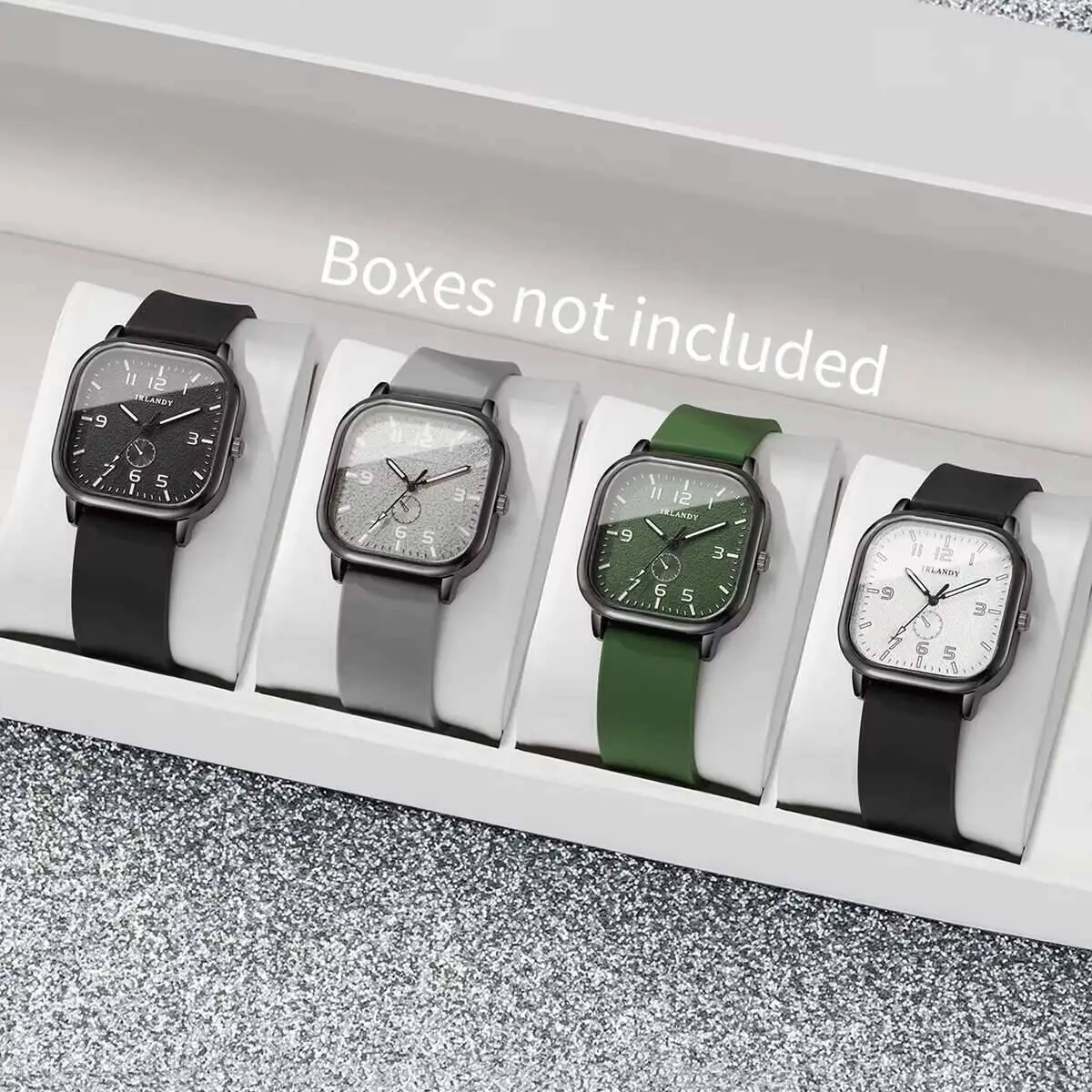 Conjunto de relojes cuadrados a la moda para Mujer, Reloj de pulsera de cuarzo con banda de silicona, Reloj de regalo para niñas (sin caja), 4 Uds.