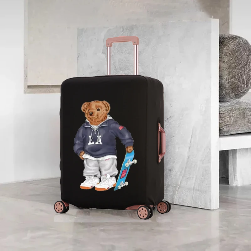 For 18-32 Inch Luggage Bear Doll Pattern Luggage Cover Elastic Protective Cover Removeable Protective Cover Dust-proof Set