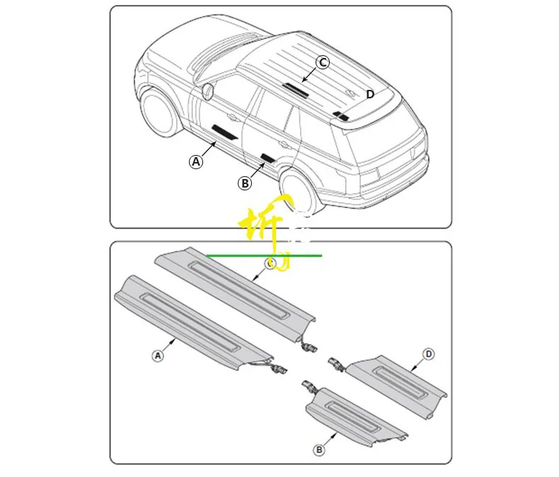 4PCS Fits For Land Rover Range Rover 2014-2022 Silver Steel Outer Door Sill Threshold Scuff Plate with light