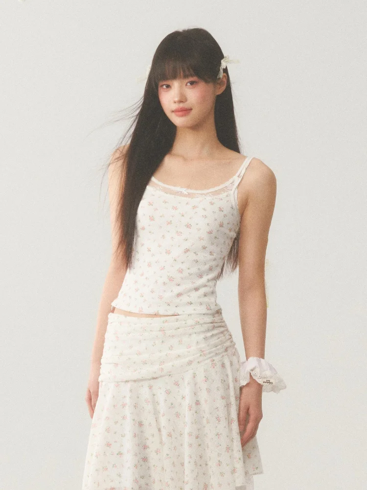 

Летний женский топ-жилет Wedhub с цветочным принтом и эффектом тай-дай, облегающий, на бретельках, из полиэфирного волокна, для повседневной носки, стандартной длины