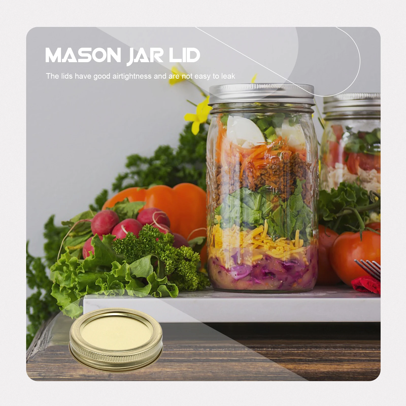 

20pcs Mason Jar Lids Accessories Stainless Steel Regular Mouth Canning Airtight Tinplate Lid Jar Cover Easy Clean