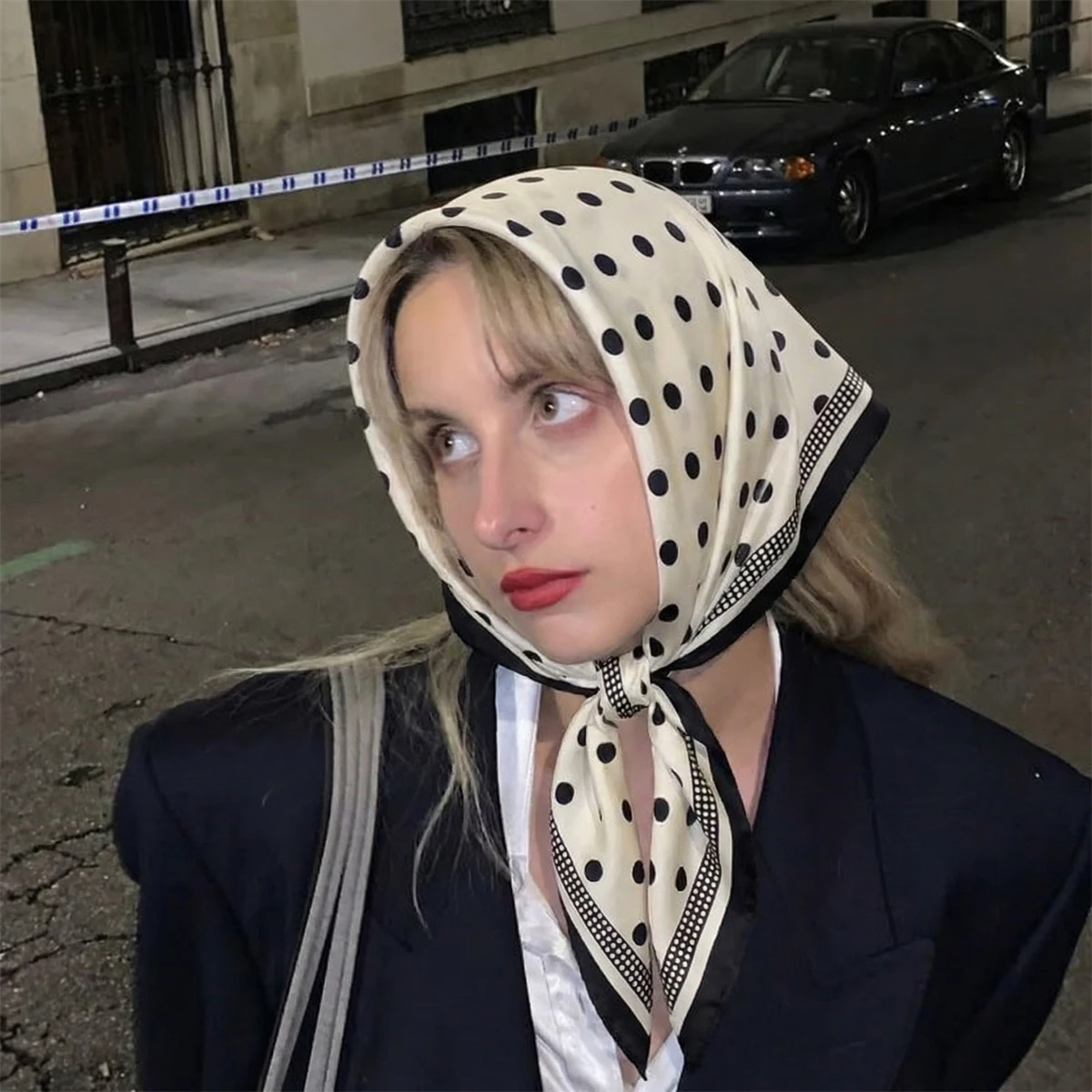 

New Luxury Brand 2026 Dot Prin Triangle Scarf for Women Hijab Hair Bands Neckerchief Female Satin Shawl Ribbon Headband