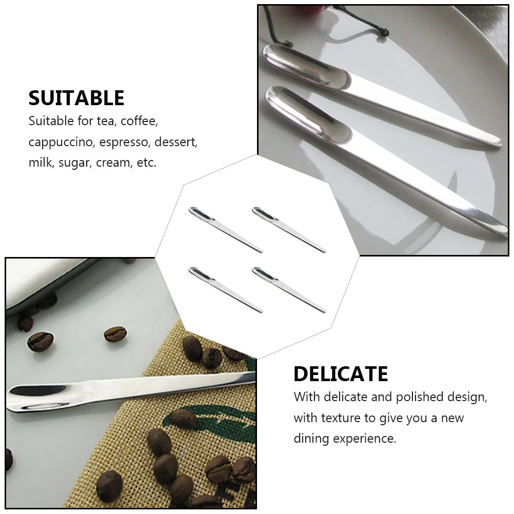 

4pcs Stainless Steel Coffee Spoon Long Handle Espresso Mini Spoons Dessert Teaspoon Ice Cream Scoop Kitchen Tableware Tools