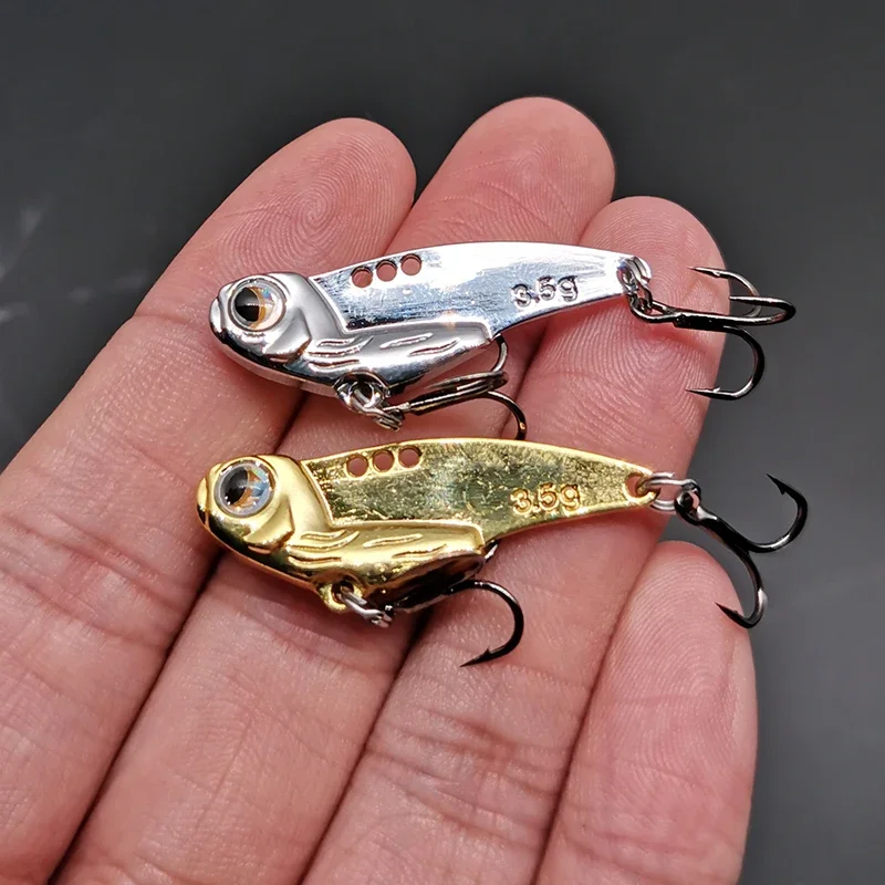 1Pcs 3.5g 5g Metal VIB Lures 3D Eyes vivid Vibrations Spoon Lure Fishing bait Bass Artificial Hard Bait Crankbait Tackle