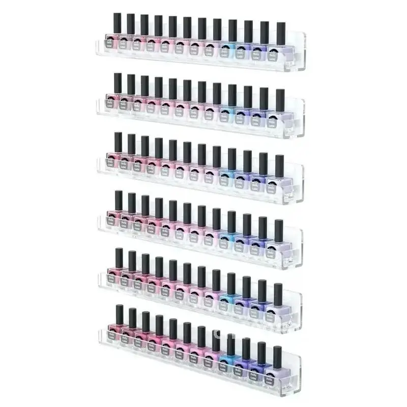 2/4/6Layer Nail Polish Display Rack Transparent Acrylic Storage Shelf Art Organizer Nail Holder Lipstick Wall-mounted Tools