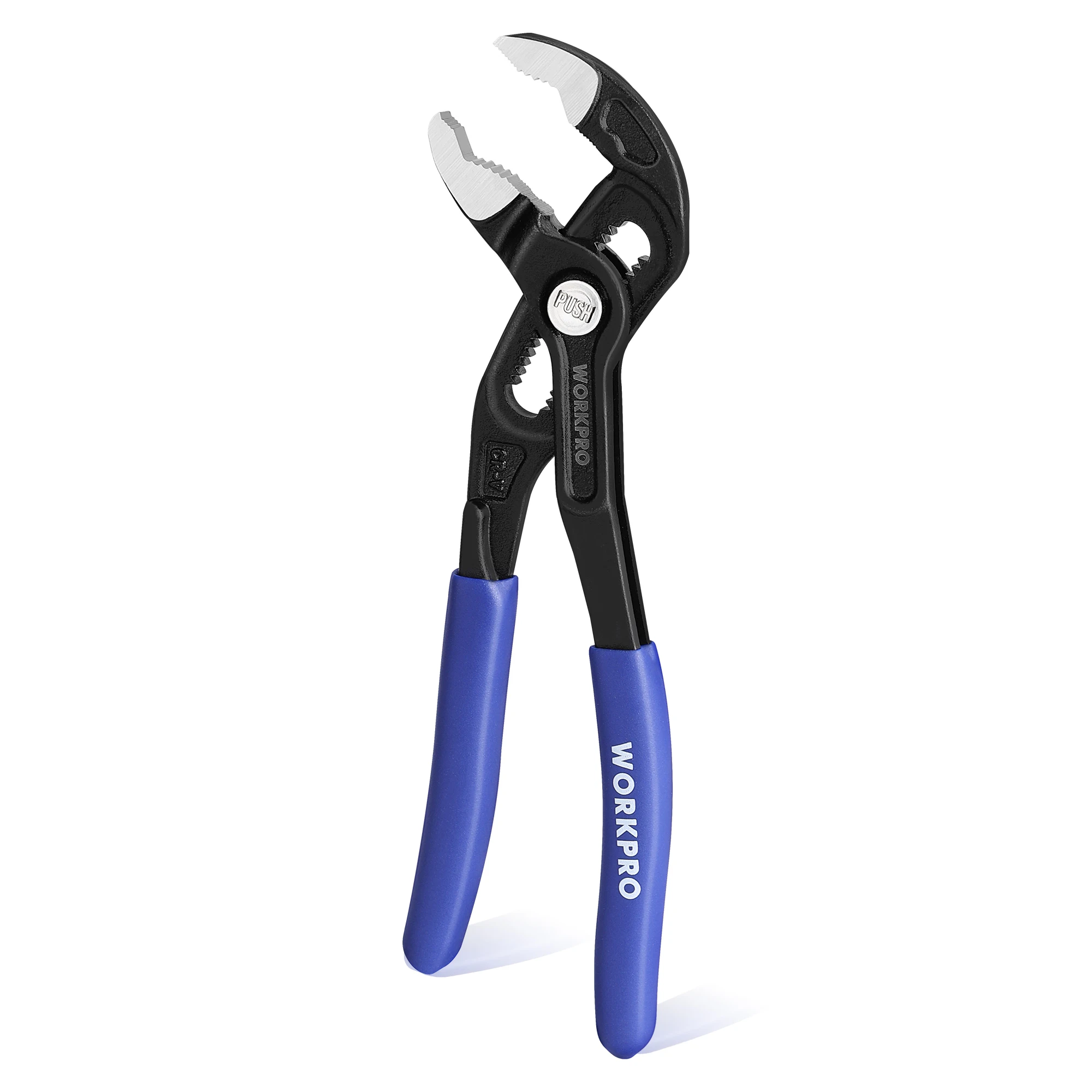 WORKPRO 7/10 Inch Water Pump Pliers, V-Jaw Groove Joint Pliers, CR-V Quick Adjustable Pliers for Home and Industrial Repair, Push-Lock, Soft Grip, Upgraded Wide Opening