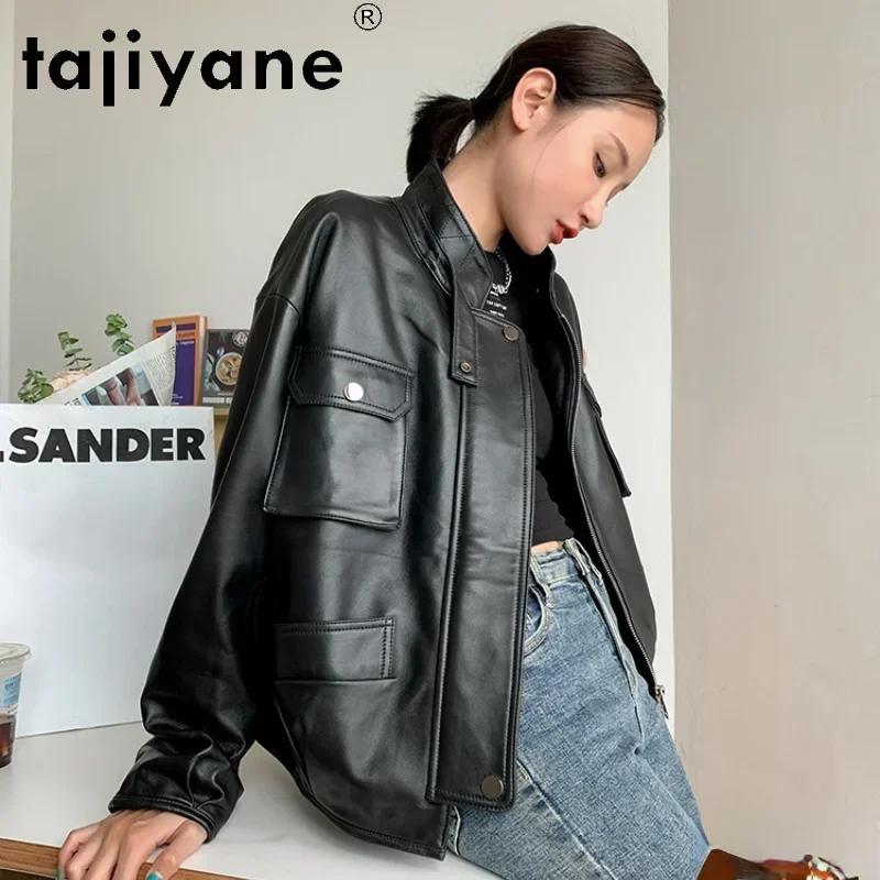 

Tajiyane 2022 New 100% Genuine Leather Jackets Spring Autumn Sheepskin Coats Fashion Biker Jacket for Women Manteau Femme Gmm906