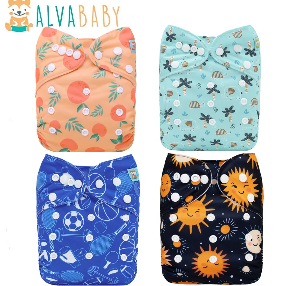 U Pick ALVABABY Cloth Nappy Reusable Printed Cloth Diaper Washable Diaper Nappy for Baby 3-15kg with 1pc Diaper Insert