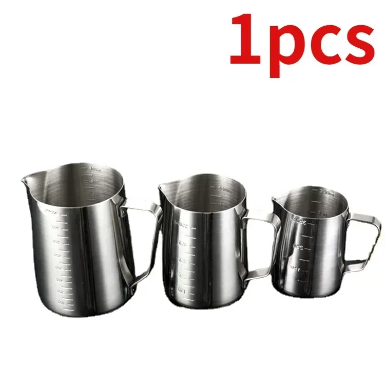 For 304 Stainless Steel Pointed Mouth Etched Cup with Lid, Graduated Measuring Cup, Coffee Etched Cylinder, Milk Froth Cup